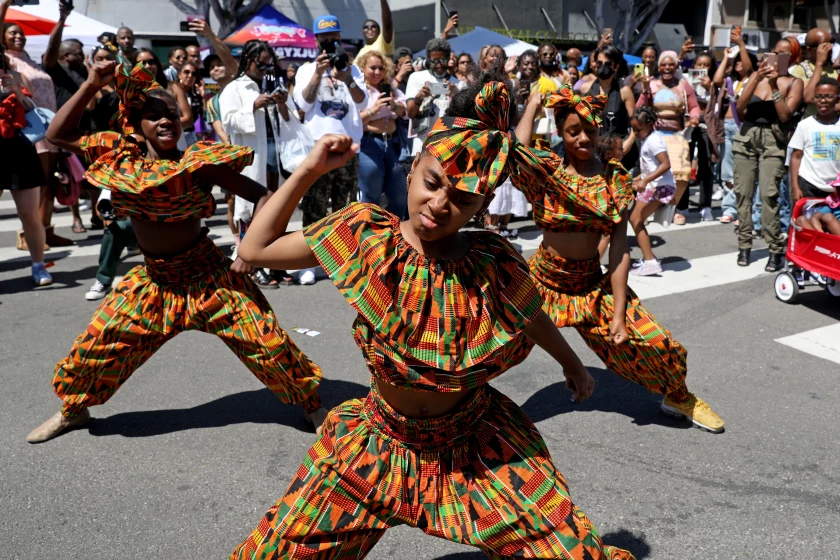 Juneteenth celebration in Leimert Park in Los Angeles