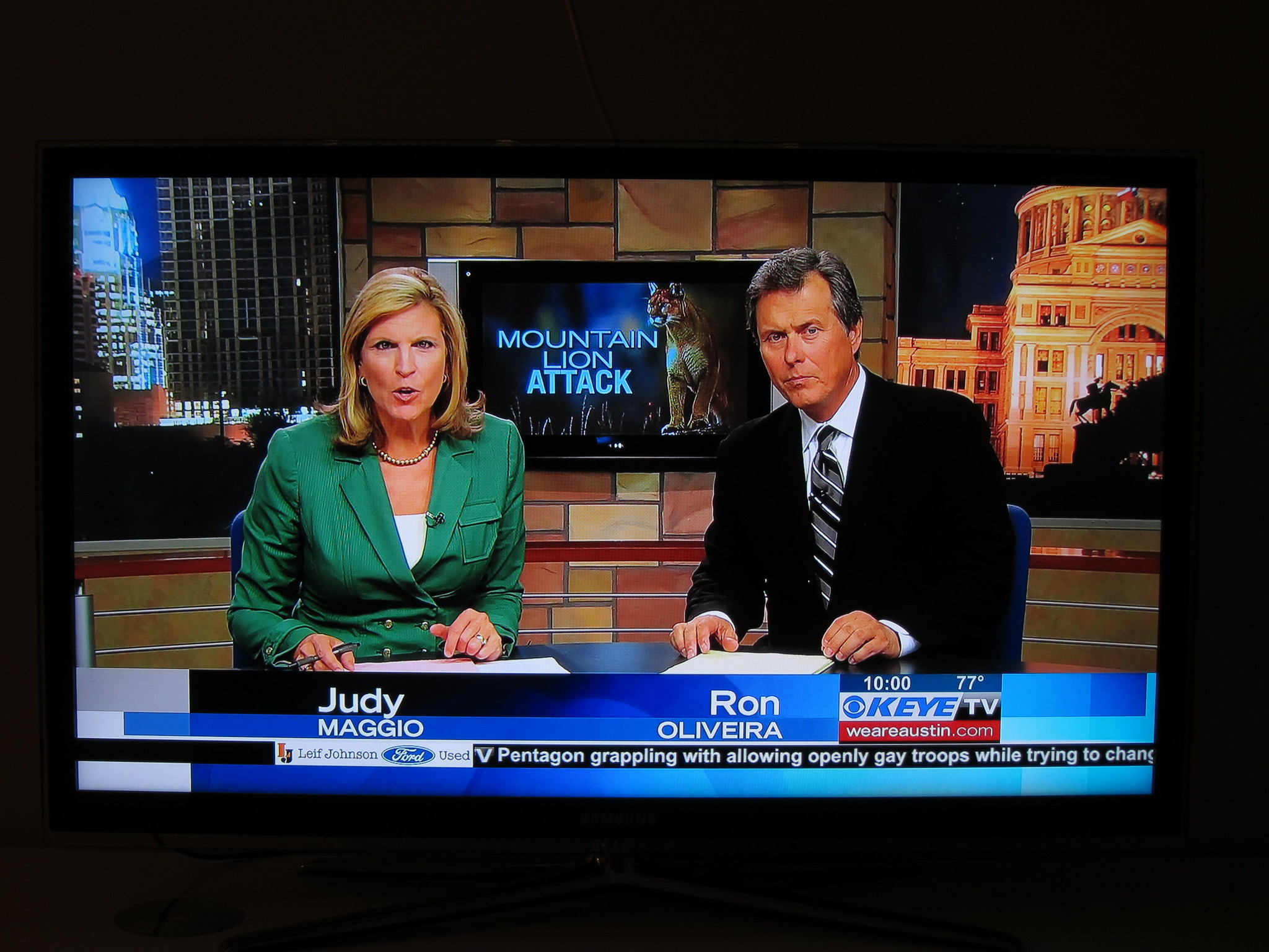 A scene of from a Local Television News where anchors were presenting news