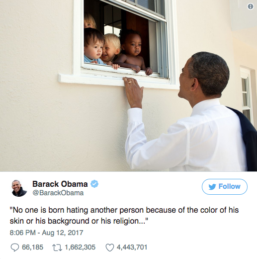 Obama's tweet after Charlottesville