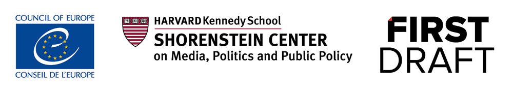 Logo of Shorenstein Center, First Draft and Council of Europe